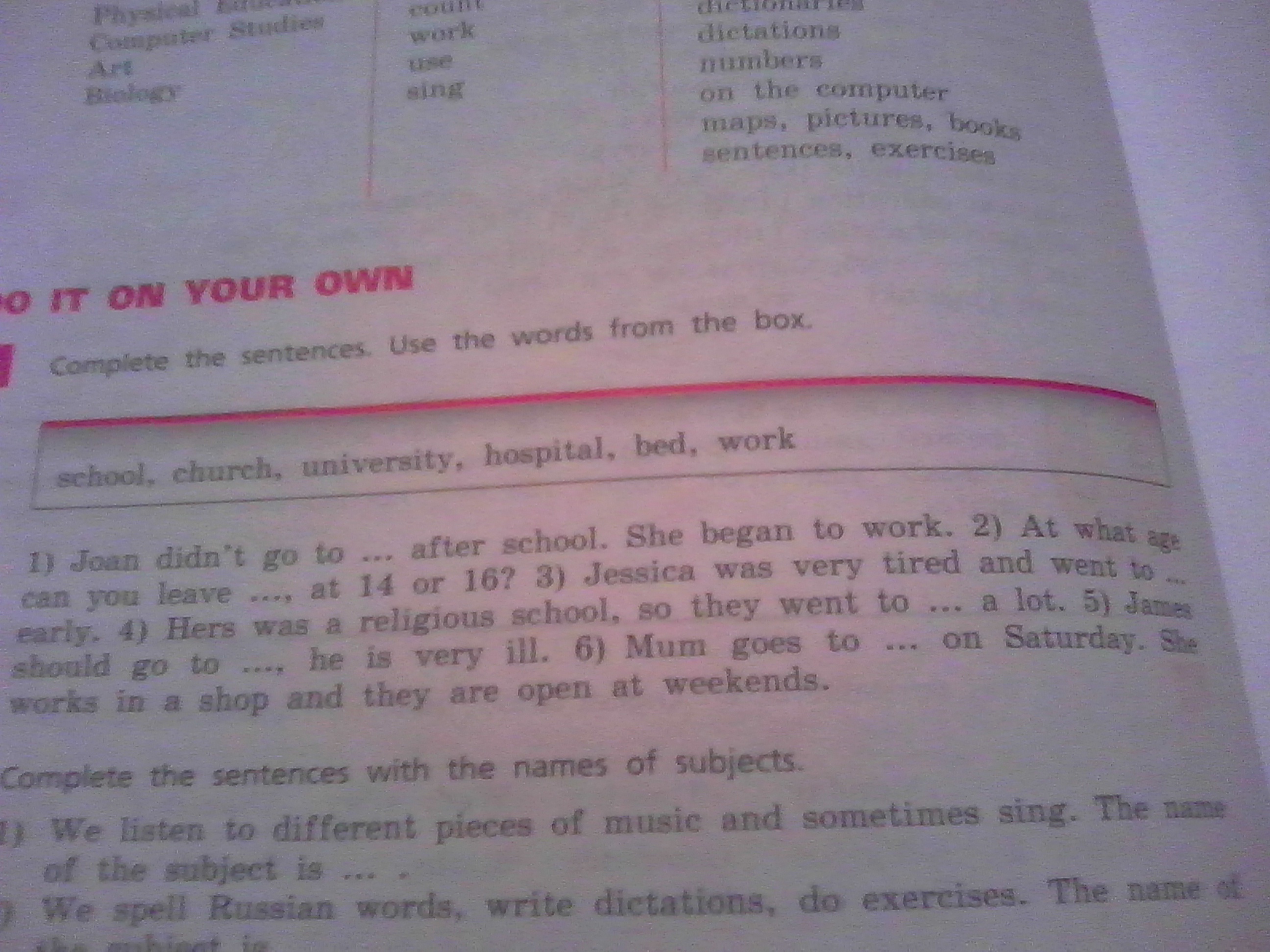 Complete the sentences?