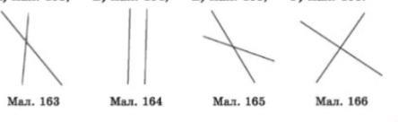 Укажіть на якому малюнку 163 - 166 зображено паралельні прямі?